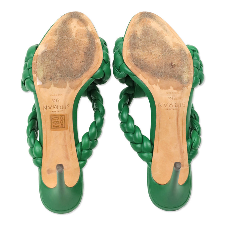 Alexandre Birman Green Carlotta Braided Leather Sandals