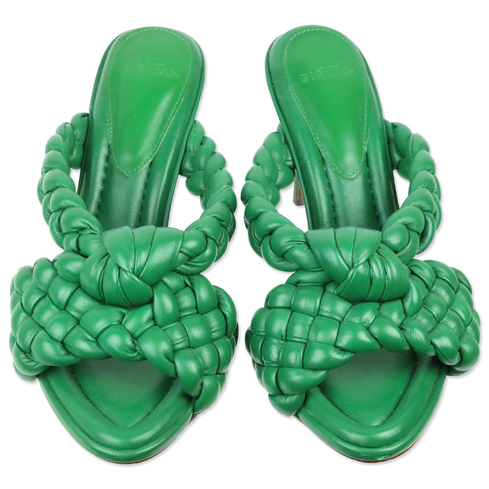 Alexandre Birman Green Carlotta Braided Leather Sandals