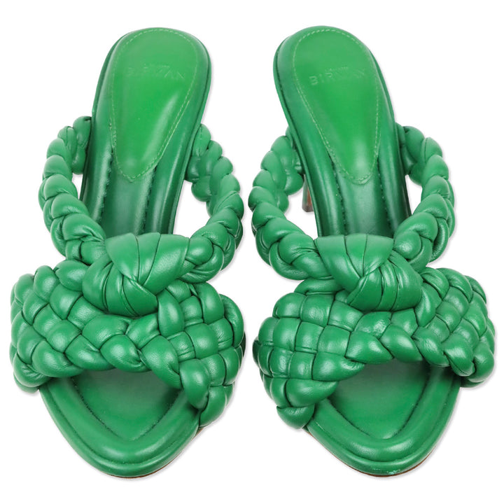 Alexandre Birman Green Carlotta Braided Leather Sandals