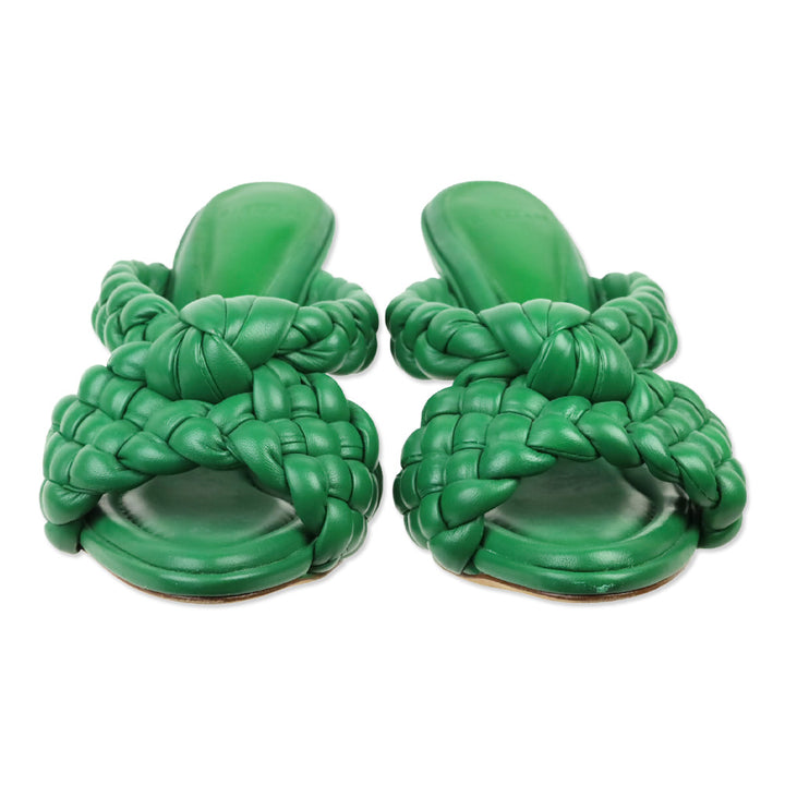 Alexandre Birman Green Carlotta Braided Leather Sandals