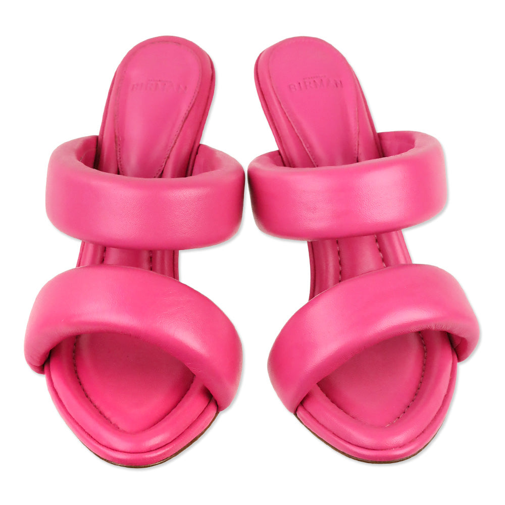 Alexandre Birman Hot Pink Lilla Leather Slide Sandals