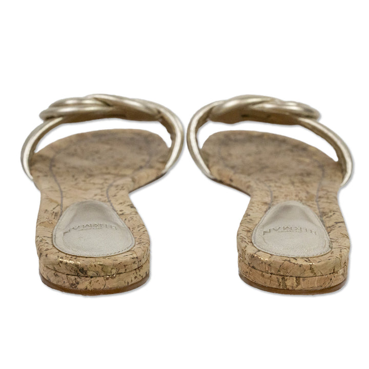 Alexandre Birman Metallic Gold Braided Leather Slides