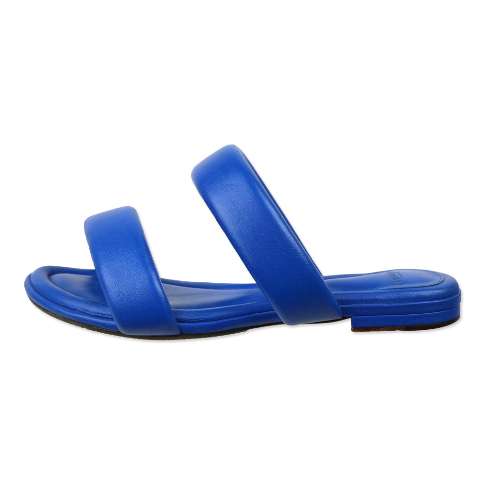 Alexandre Birman Ocean Blue Padded Leather Lilla Flat Sandals