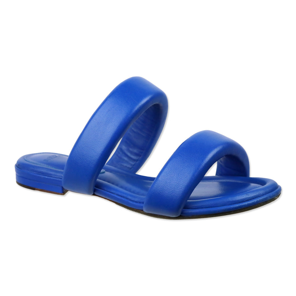 Alexandre Birman Ocean Blue Padded Leather Lilla Flat Sandals