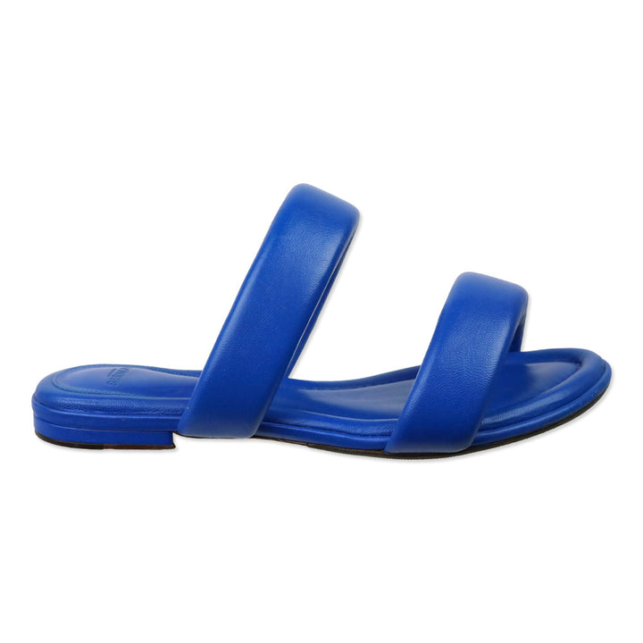 Alexandre Birman Ocean Blue Padded Leather Lilla Flat Sandals