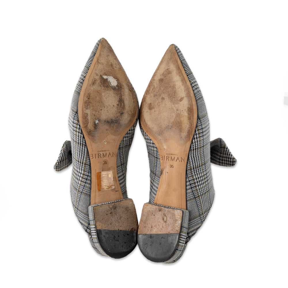 Alexandre Birman Plaid Pointed Toe Bow Mules