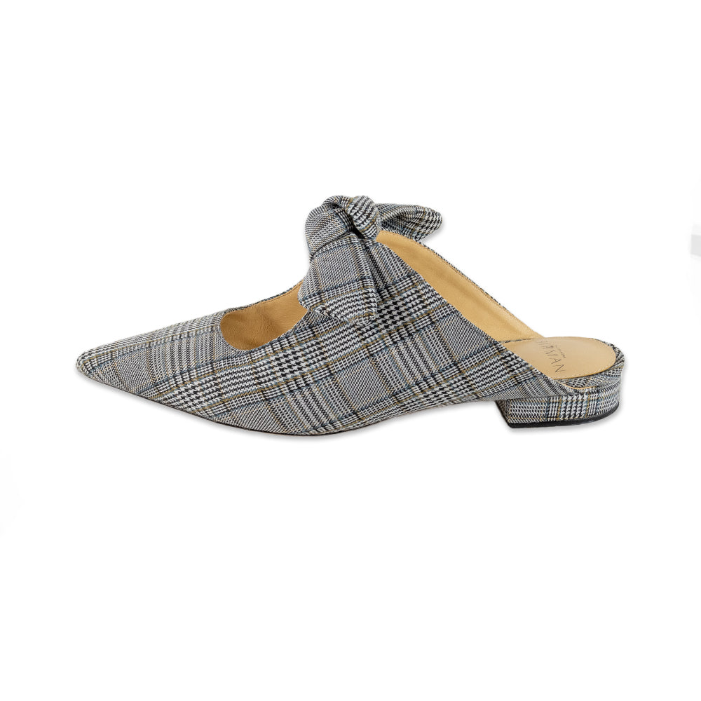 Alexandre Birman Plaid Pointed Toe Bow Mules