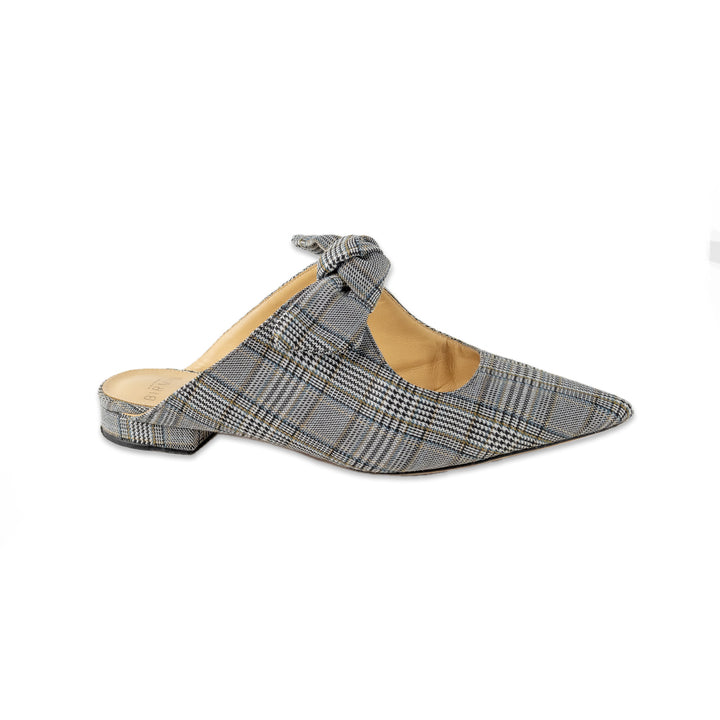 Alexandre Birman Plaid Pointed Toe Bow Mules