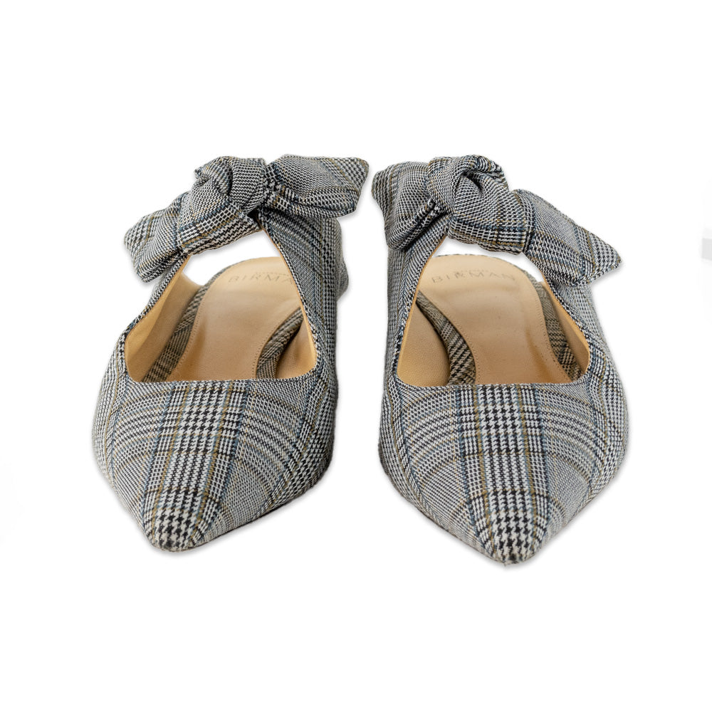 Alexandre Birman Plaid Pointed Toe Bow Mules