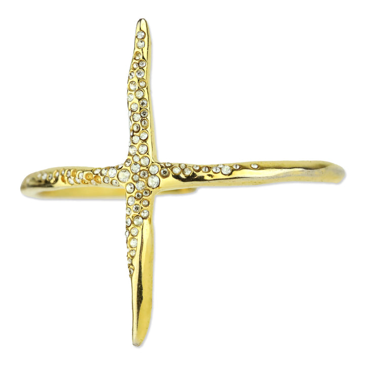 Alexis Bittar Gold Crystal Cross Cuff