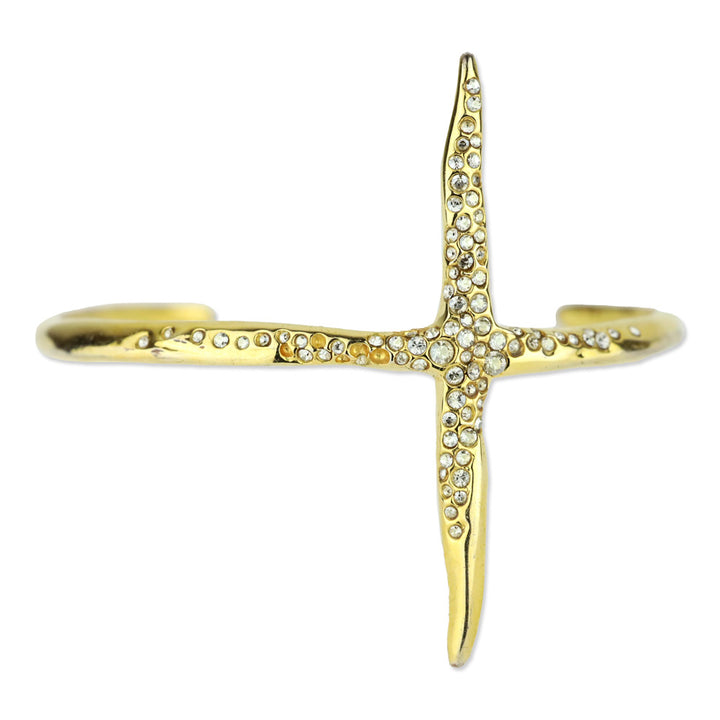 Alexis Bittar Gold Crystal Cross Cuff