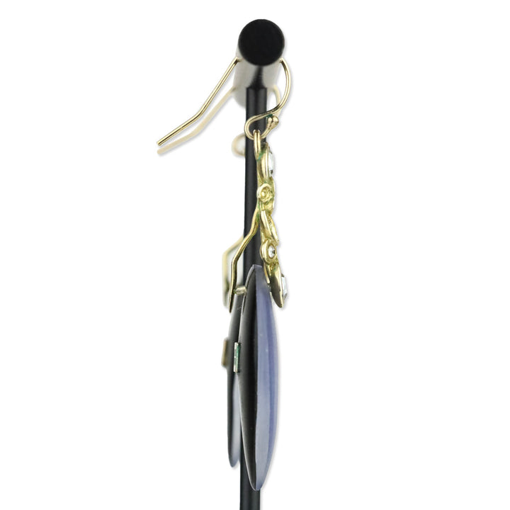 Alexis Bittar Gold Crystal Lavender Lucite Leaf Drop Earrings