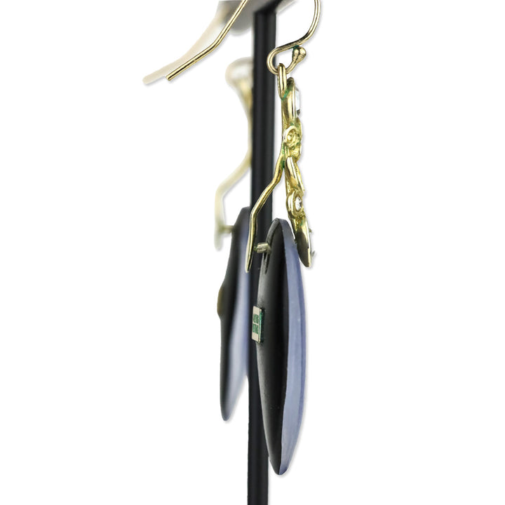 Alexis Bittar Gold Crystal Lavender Lucite Leaf Drop Earrings