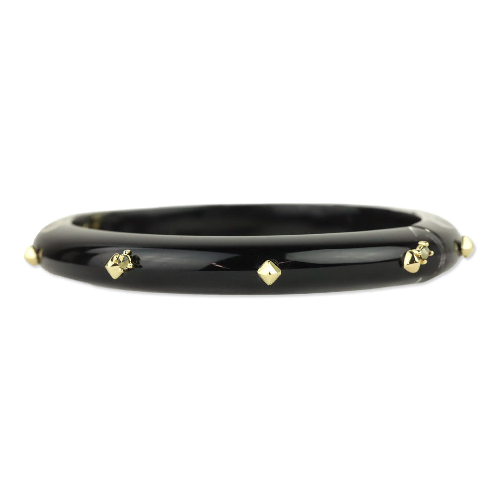 Alexis Bittar Gold Crystal Studded Clear Lucite Hinge Bracelet
