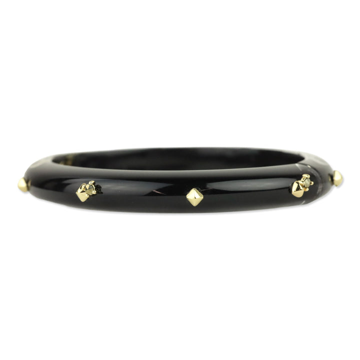 Alexis Bittar Gold Crystal Studded Clear Lucite Hinge Bracelet
