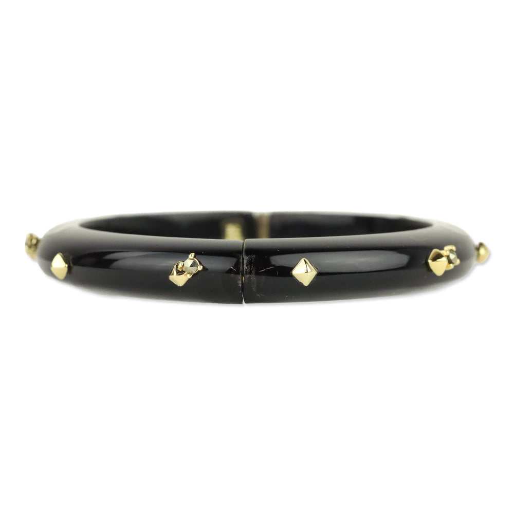 Alexis Bittar Gold Crystal Studded Clear Lucite Hinge Bracelet
