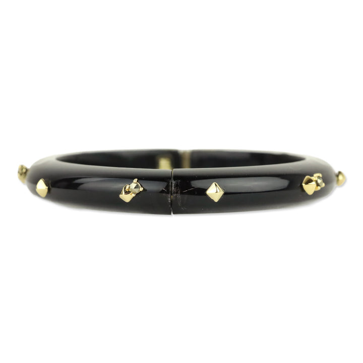Alexis Bittar Gold Crystal Studded Clear Lucite Hinge Bracelet