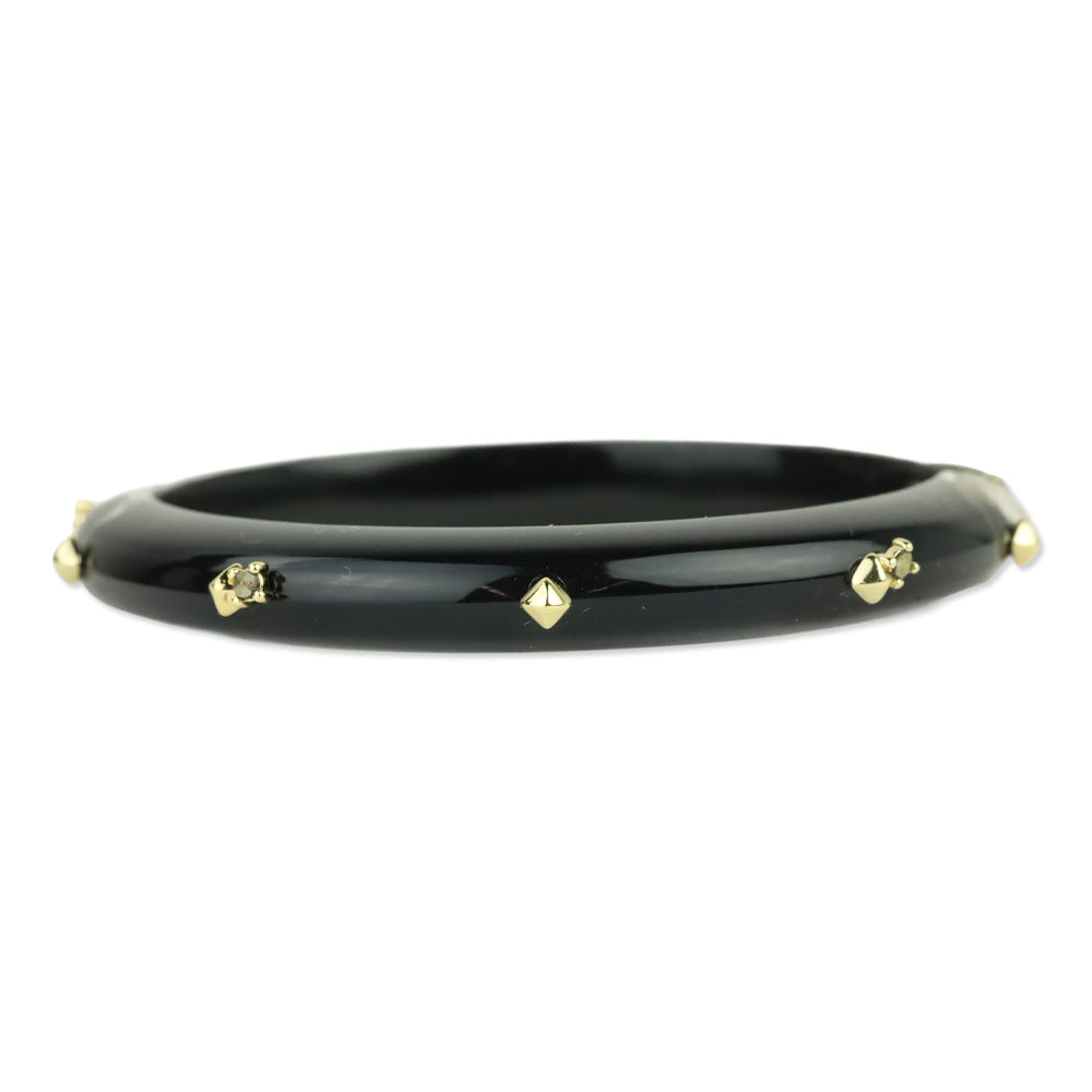 Alexis Bittar Gold Crystal Studded Clear Lucite Hinge Bracelet
