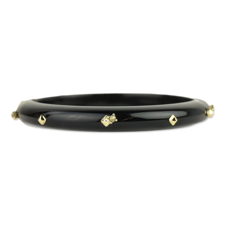 Alexis Bittar Gold Crystal Studded Clear Lucite Hinge Bracelet
