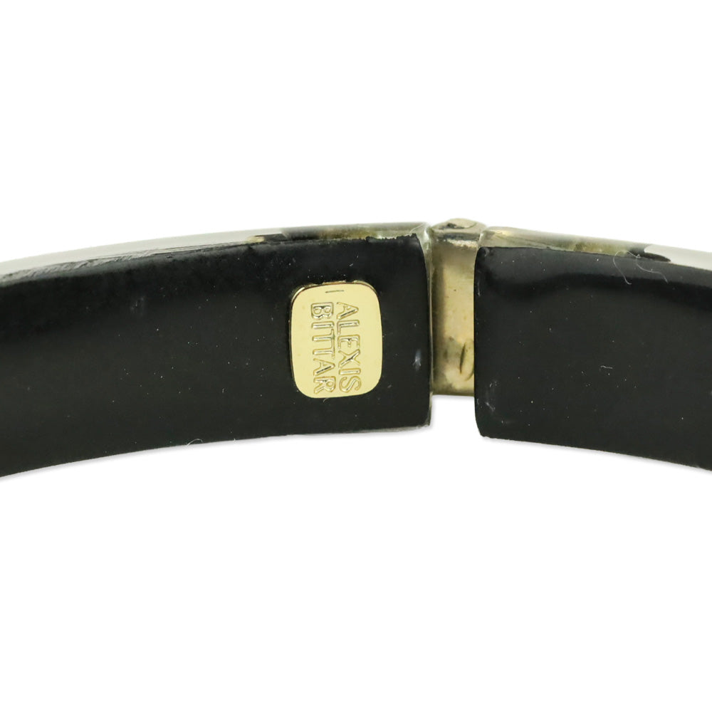 Alexis Bittar Gold Crystal Studded Clear Lucite Hinge Bracelet
