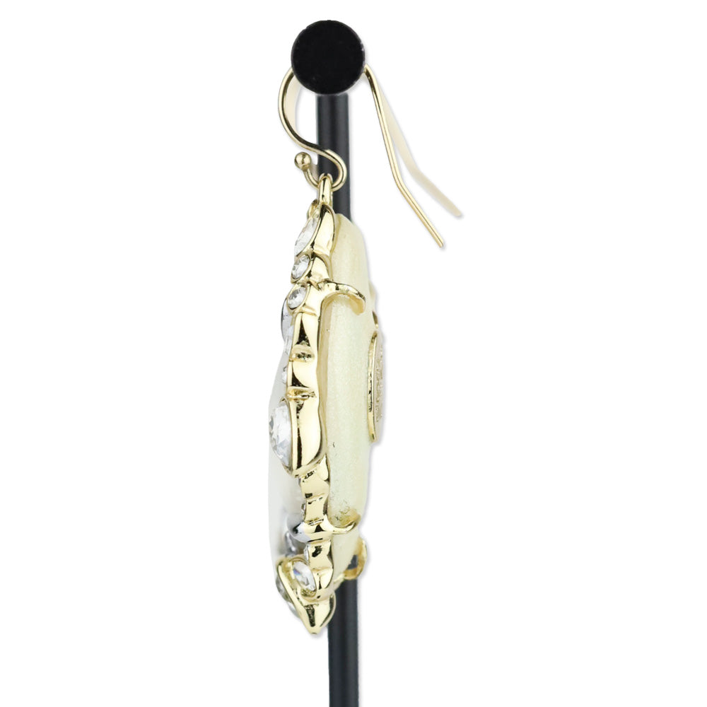 Alexis Bittar Gold Crystal Trim Lucite Leaf Drop Earrings