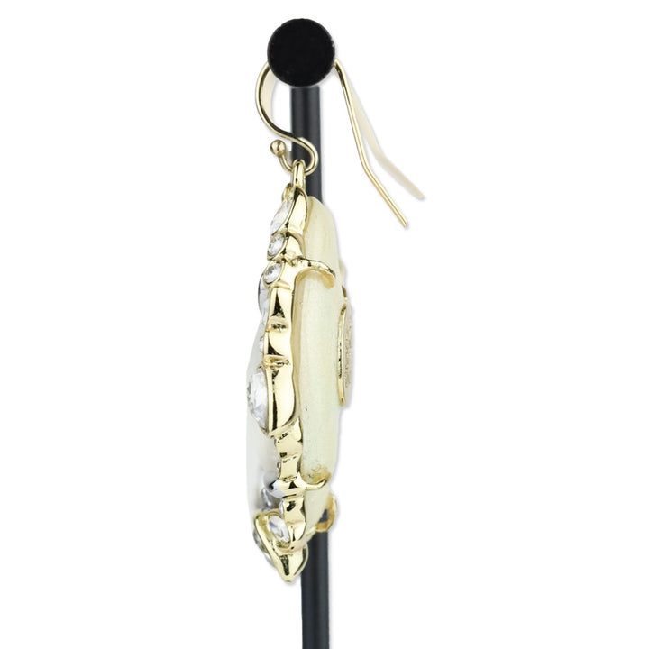 Alexis Bittar Gold Crystal Trim Lucite Leaf Drop Earrings