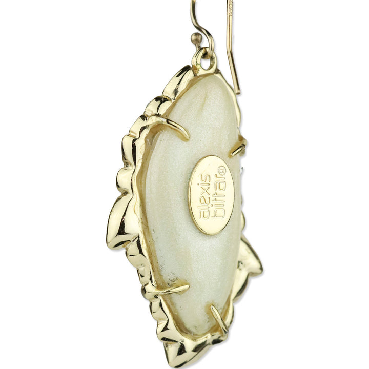 Alexis Bittar Gold Crystal Trim Lucite Leaf Drop Earrings