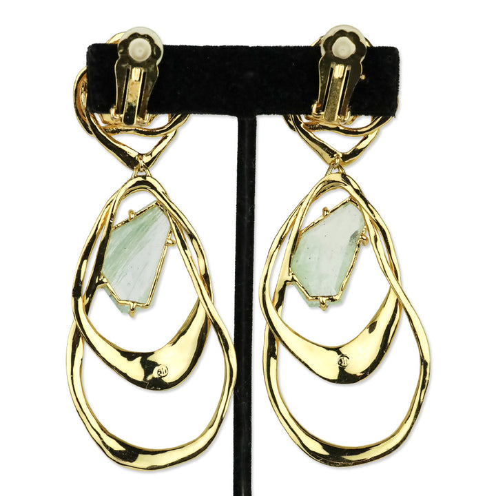 Alexis Bittar Gold Multi Stone Clip-On Drop Earrings