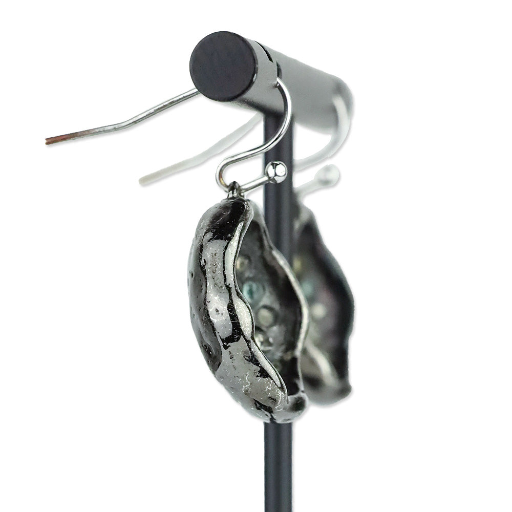 Alexis Bittar Gunmetal Crystal Cave Drop Earrings
