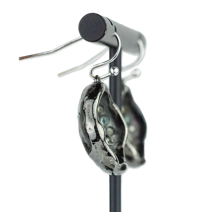 Alexis Bittar Gunmetal Crystal Cave Drop Earrings