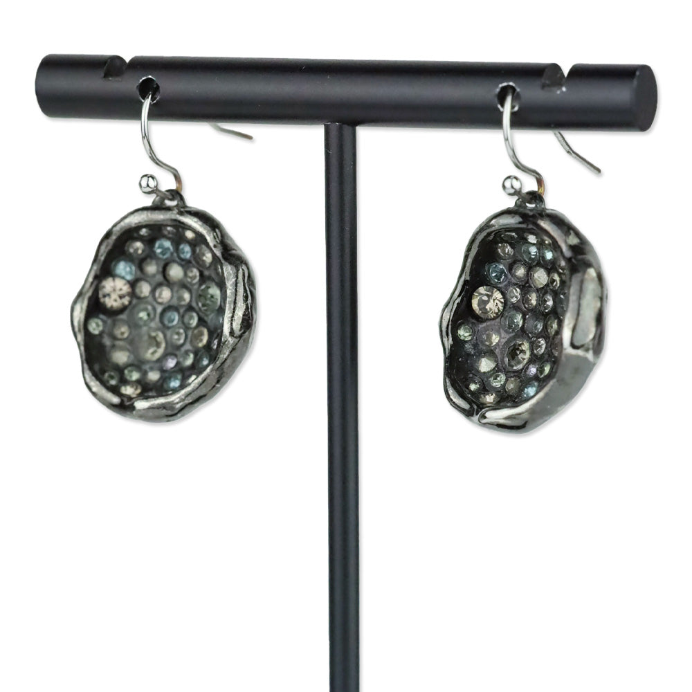Alexis Bittar Gunmetal Crystal Cave Drop Earrings