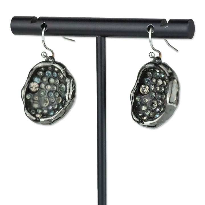 Alexis Bittar Gunmetal Crystal Cave Drop Earrings