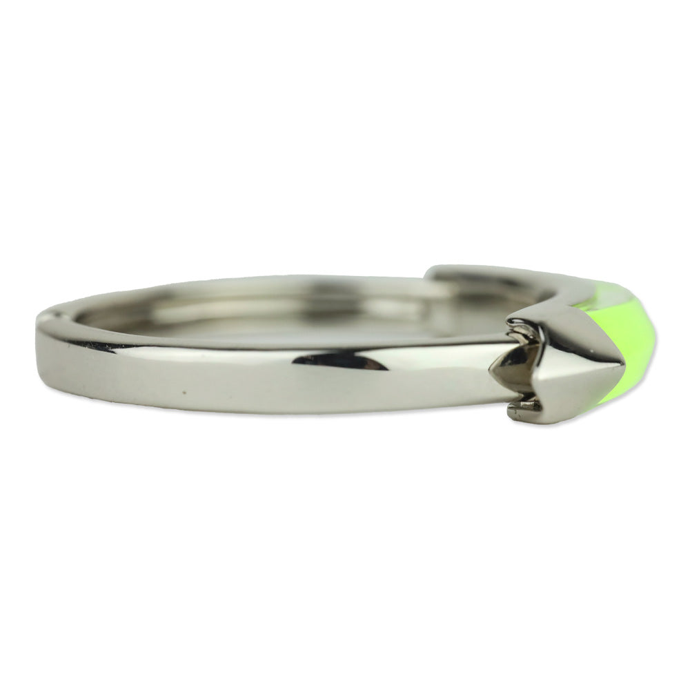 Alexis Bittar Silver Neon Yellow Lucite Hinged Cuff