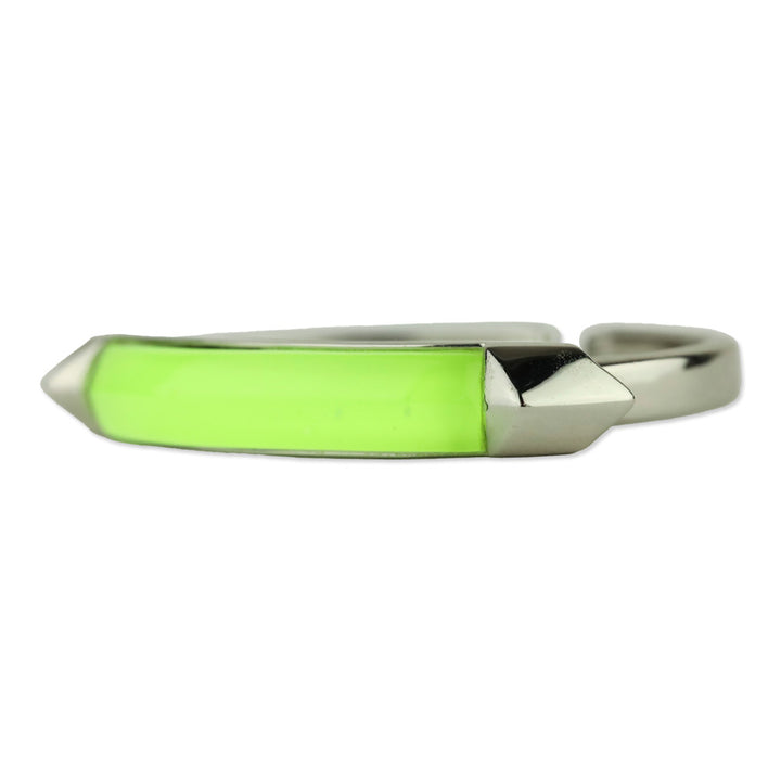 Alexis Bittar Silver Neon Yellow Lucite Hinged Cuff