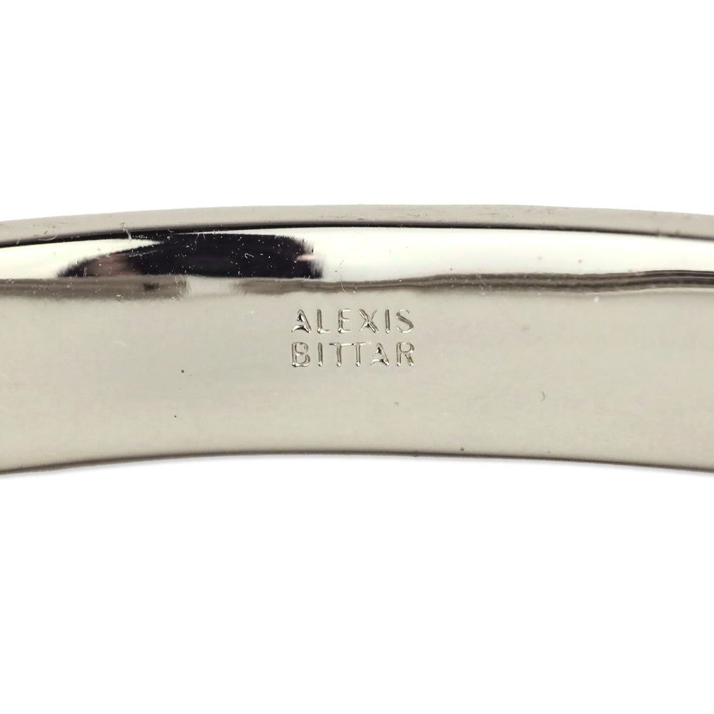 Alexis Bittar Silver Neon Yellow Lucite Hinged Cuff