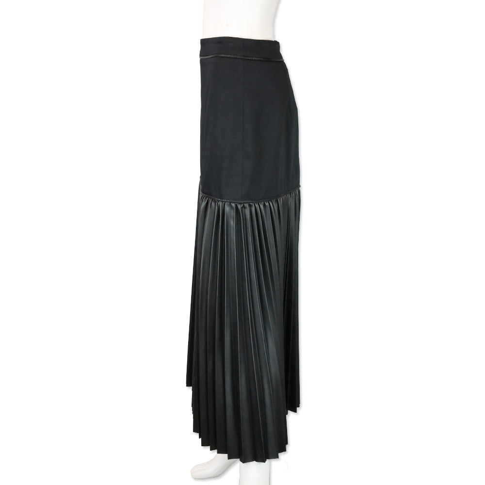 Alexis Black Faux Leather Pleated Maxi Dionne Skirt