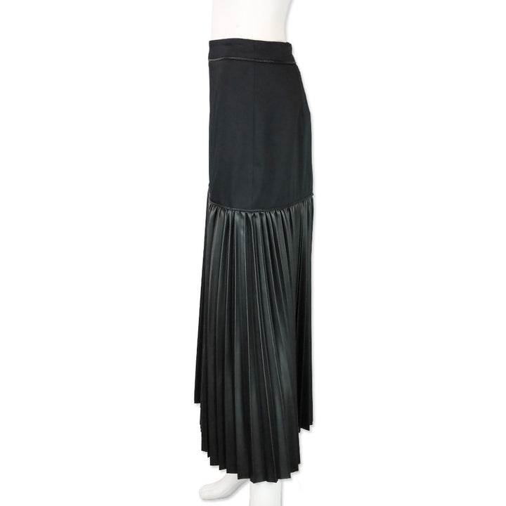 Alexis Black Faux Leather Pleated Maxi Dionne Skirt