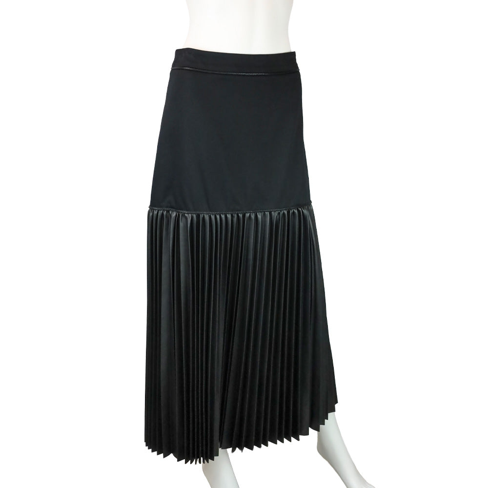 Alexis Black Faux Leather Pleated Maxi Dionne Skirt
