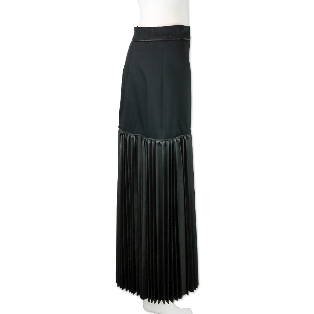 Alexis Black Faux Leather Pleated Maxi Dionne Skirt