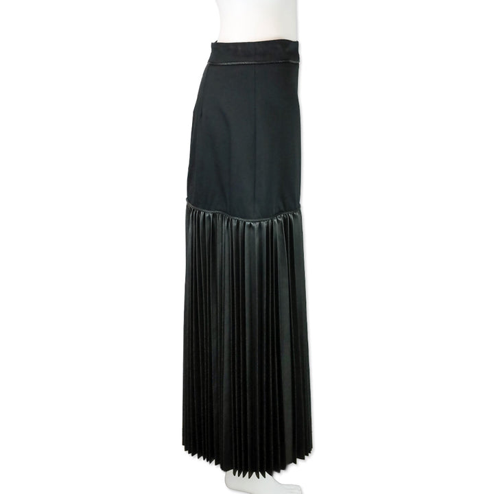 Alexis Black Faux Leather Pleated Maxi Dionne Skirt