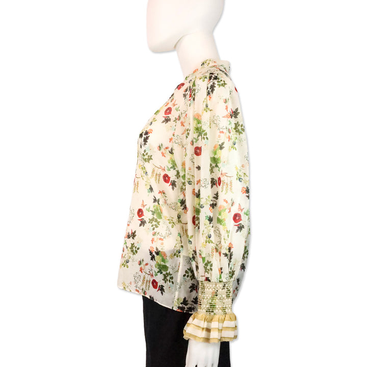 Alice + Olivia Blush Kiss Vanilla Ilan Button Front Blouse
