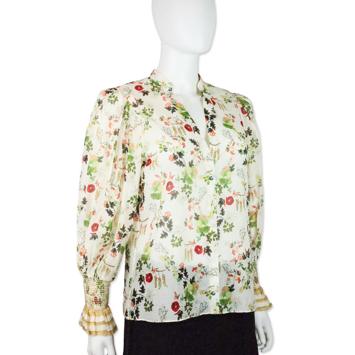 Alice + Olivia Blush Kiss Vanilla Ilan Button Front Blouse