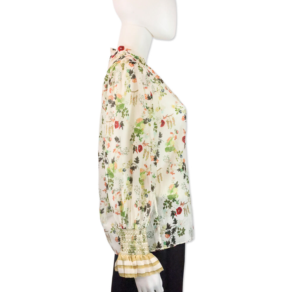 Alice + Olivia Blush Kiss Vanilla Ilan Button Front Blouse