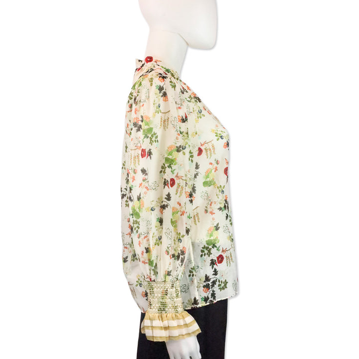 Alice + Olivia Blush Kiss Vanilla Ilan Button Front Blouse