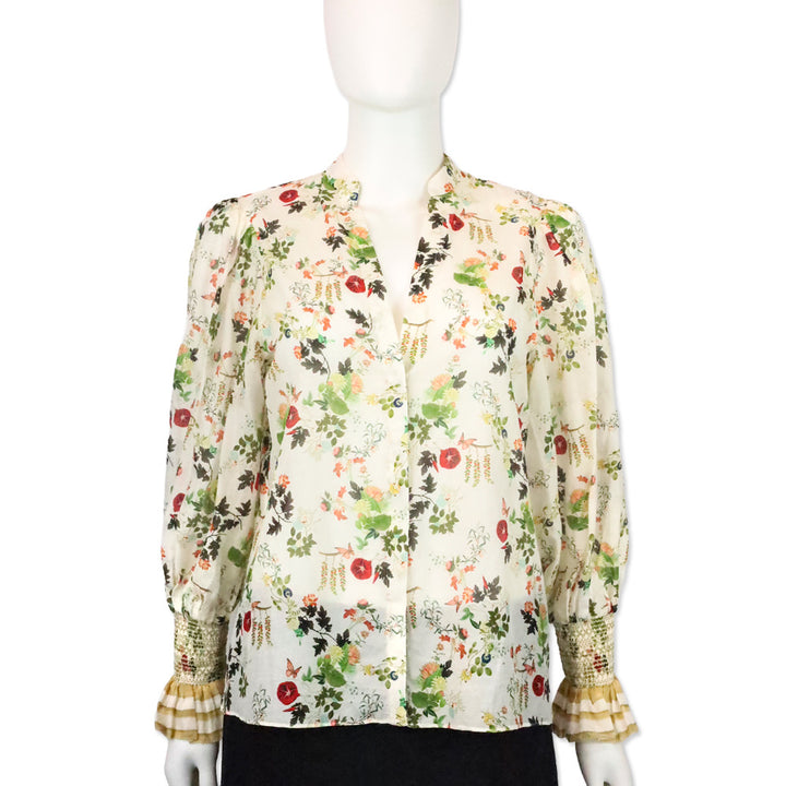 Alice + Olivia Blush Kiss Vanilla Ilan Button Front Blouse