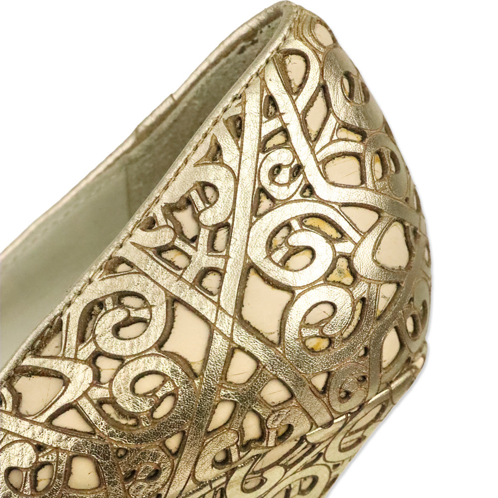 Alice + Olivia By Stacey Bendet Gold Larimore Metallic Laser Cut Platform Pumps