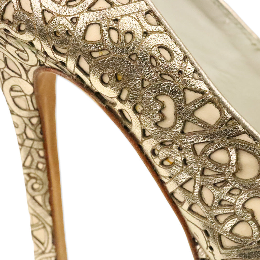 Alice + Olivia By Stacey Bendet Gold Larimore Metallic Laser Cut Platform Pumps