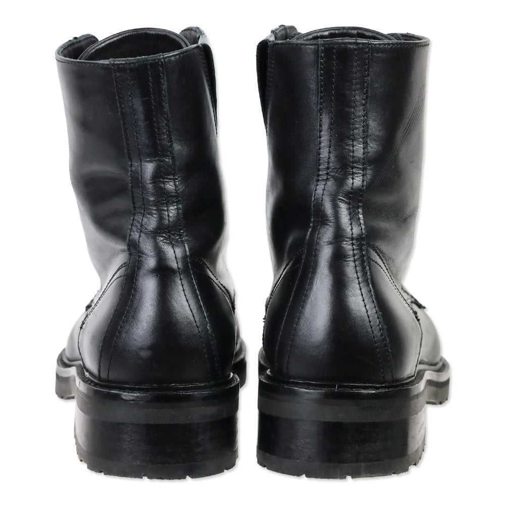 AllSaints Ariel Black Leather Front Zip Combat Boots