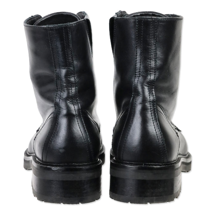 AllSaints Ariel Black Leather Front Zip Combat Boots