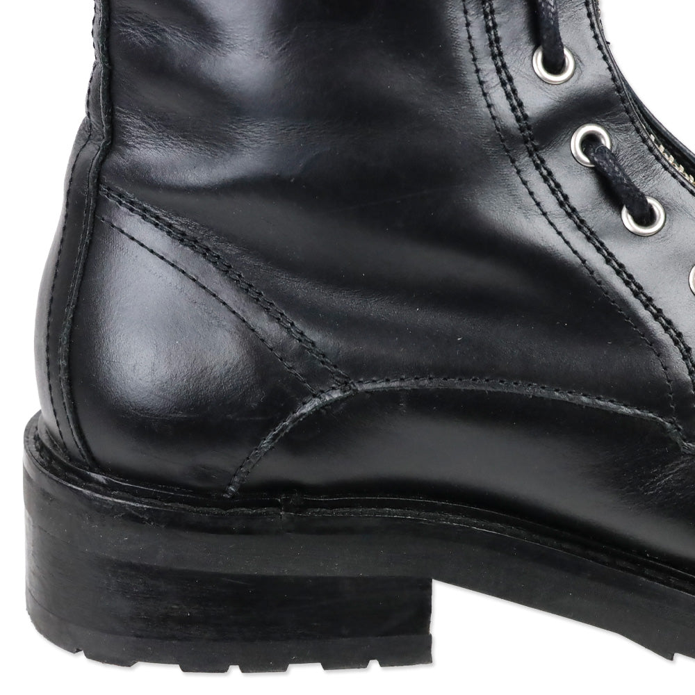 AllSaints Ariel Black Leather Front Zip Combat Boots